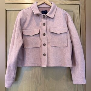 Love Tree Boxy Button Front Cropped Jacket with Collar / Large